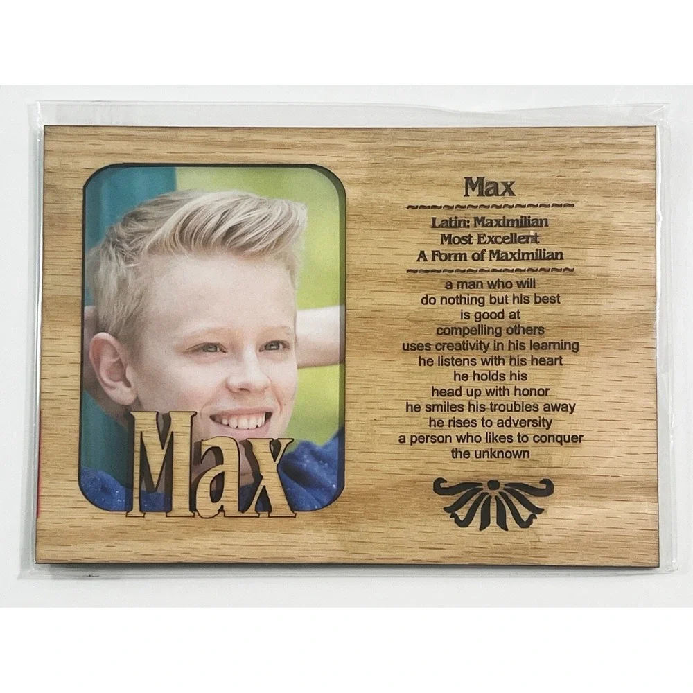 MAX Personalized Name‎ Profile Laser Engraved Wood Picture Frame Magnet